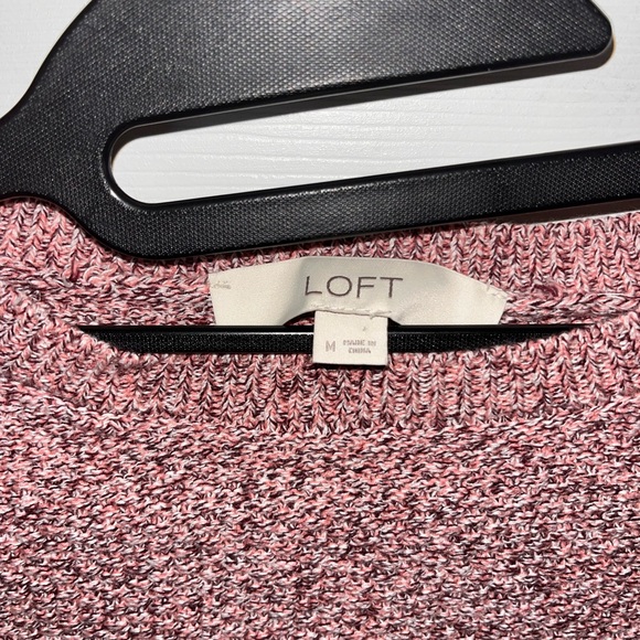 LOFT Marled Pink 💯 Cotton Crew Neck Sweater Medium - Picture 2 of 4